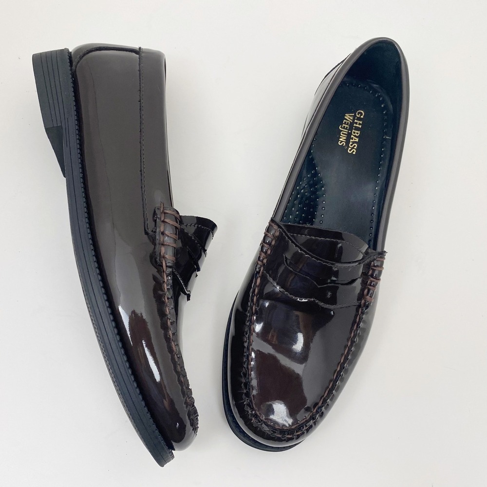 GH Bass Weejuns Whitney Brown Patent Leather Penny Loafers Womens 8.5M
